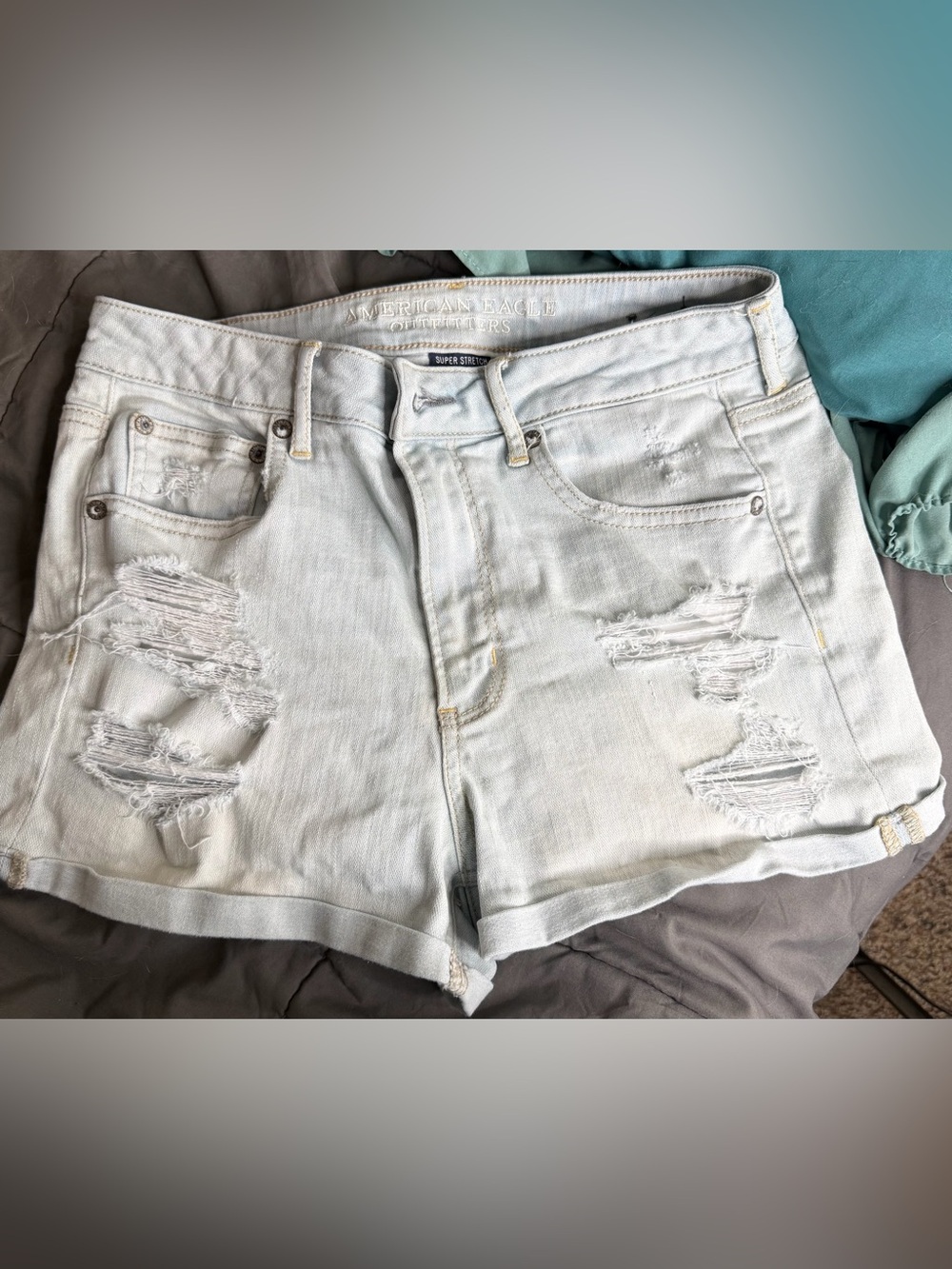 American Eagle Outfitters Pale Blue Super Stretch Denim Shorts
